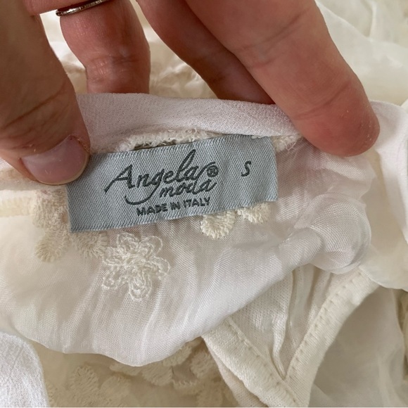 Boho Chic Ethereal Semi Sheer Embroidered Silk Blend Top Womens S Floral Italy - Picture 9 of 17